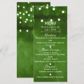Rustieke groene slingerlichten Elegant trouwmenu Menu (Voorkant / Achterkant)