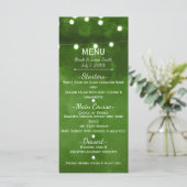 Rustieke groene slingerlichten Elegant trouwmenu Menu (Staand voorkant)