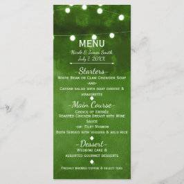 Rustieke groene slingerlichten Elegant trouwmenu Menu
