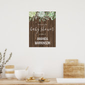 Rustieke Groene Succulente Moderne Baby Shower Poster (Keuken)