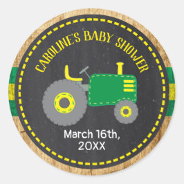 Rustieke Groene Tractor Baby shower Favor Labels