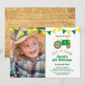 Rustieke Groene Tractor Foto Verjaardagsfeest Kaart (Voorkant / Achterkant)