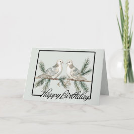 Rustieke groene verjaardagsvogels kaart