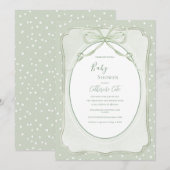 Rustieke groene vintage baby shower kaart (Voorkant / Achterkant)