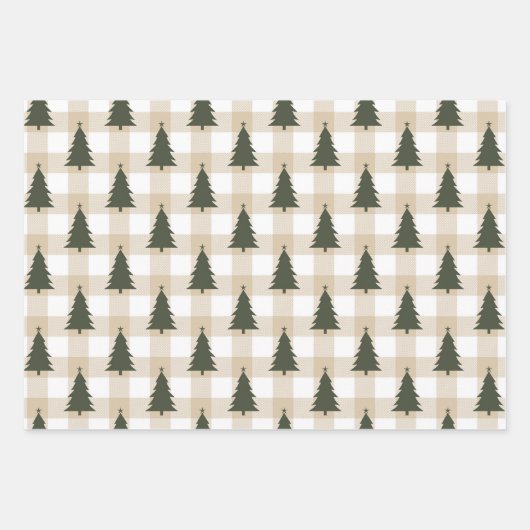 Rustieke groene vrolijke kerstboom vakantie inpakpapier vel (Voorkant)