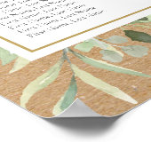 Rustieke groene waterverf bruiloft zitplaatskaart poster (Hoek)