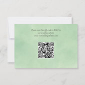 Rustieke Groene Waterverf Pijnbomen QR Code Weddin RSVP Kaartje (Achterkant)