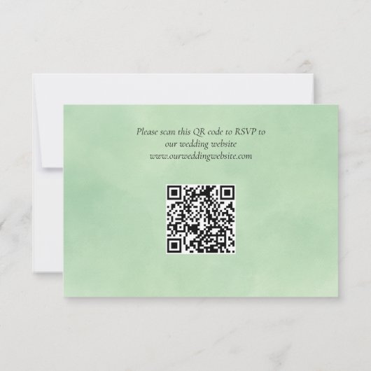 Rustieke Groene Waterverf Pijnbomen QR Code Weddin RSVP Kaartje (Achterkant)