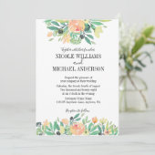 RUSTIEKE Groene waterverf pioen Foliage BRUILOFT Kaart (Staand voorkant)