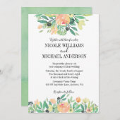 RUSTIEKE Groene waterverf pioen Foliage BRUILOFT Kaart (Voorkant / Achterkant)