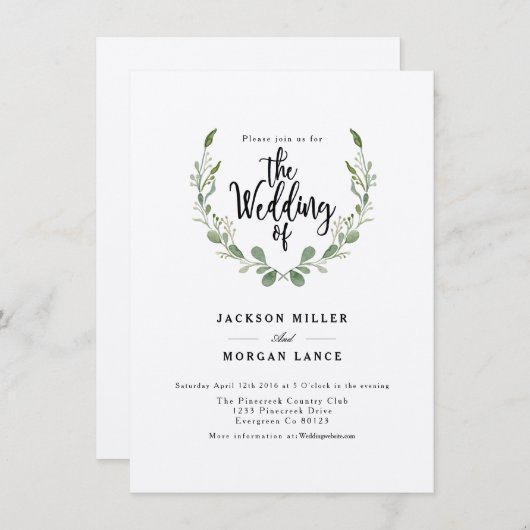 Rustieke groene wijnstok | Kraft | Waterverf bruil Kaart (Voorkant / Achterkant)