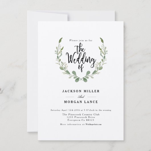 Rustieke groene wijnstok | Kraft | Waterverf bruil Kaart (Voorkant)