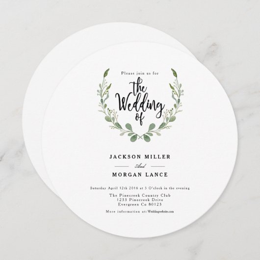 Rustieke groene wijnstok | Waterverf bruiloft uitn Kaart (Voorkant / Achterkant)