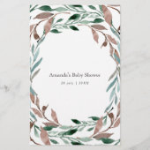 Rustieke Groene Winter Baby Shower Bingo (Achterkant)