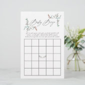 Rustieke Groene Winter Baby Shower Bingo (Staand voorkant)
