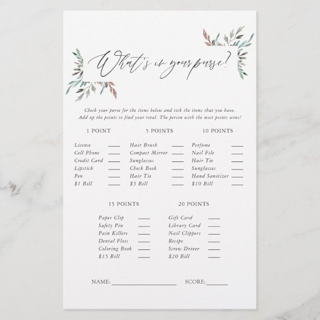 Rustieke Groene Winter Baby Shower Spel (Voorkant)