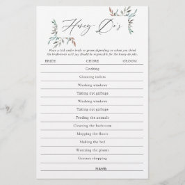 Rustieke groene winter bruidsdouche Honey-Do spel