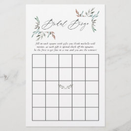 Rustieke groene winter bruiloft bingo
