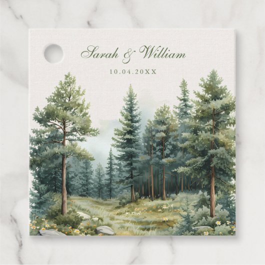 Rustieke groene zomer bos bruiloft gunst Labels (Voorkant)