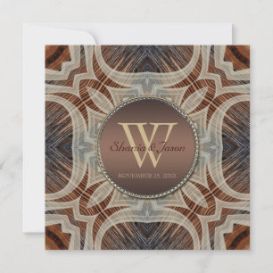 Rustieke Groeven Monogram Huwelijk Kaart