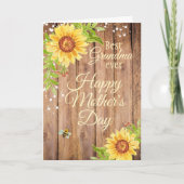 Rustieke Grootmoeder Moederdag Bloemen Zonnebloem Feestdagen Kaart (Voorkant)