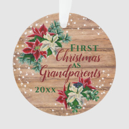 Rustieke Grootouders 1e Kerstmis Poinsettia Ornament
