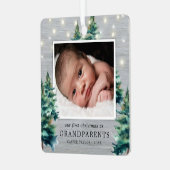 Rustieke grootouders eerste kerstboom metalen ornament (Voorkant links)