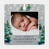 Rustieke grootouders eerste kerstboom metalen ornament (Achterkant)