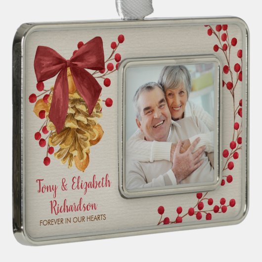 Rustieke Grootouders Memorial Foto Kerstmis Verzilverd Omlijst Ornament (Rechts)