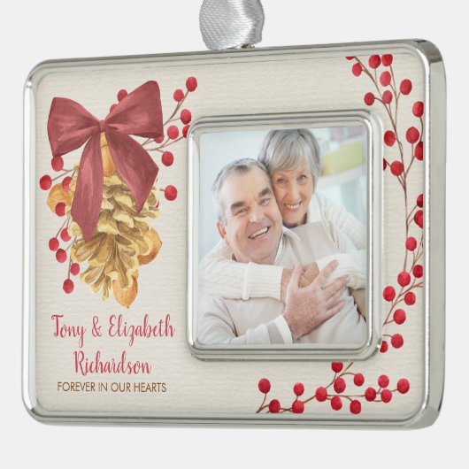 Rustieke Grootouders Memorial Foto Kerstmis Verzilverd Omlijst Ornament (Links)