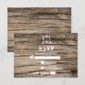 Rustieke Grunge Country Wood Houten RSVP Kaart (Voorkant / Achterkant)
