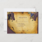 Rustieke Grunge Label Druiven Wijngaard Trouwen    RSVP Kaartje (Achterkant)