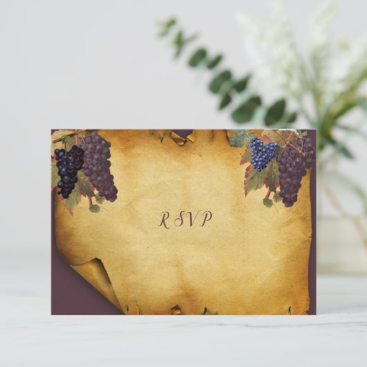 Rustieke Grunge Label Druiven Wijngaard Trouwen    RSVP Kaartje (Staand voorkant)