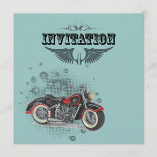 Rustieke grunge Motorfiets Biker Bruiloft Aankondiging