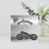 Rustieke grunge Motorfiets Biker Bruiloft Kaart (Staand voorkant)