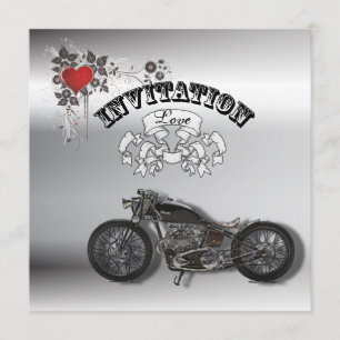 Rustieke grunge Motorfiets Biker Bruiloft Kaart
