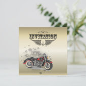 Rustieke grunge Motorfiets Biker Bruiloft Kaart (Staand voorkant)