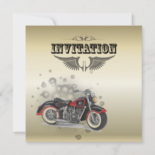 Rustieke grunge Motorfiets Biker Bruiloft Kaart (Voorkant)