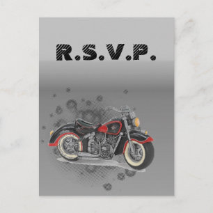 Rustieke grunge Motorfiets Biker Wedding RSVP Uitnodiging Briefkaart