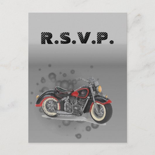 Rustieke grunge Motorfiets Biker Wedding RSVP Uitnodiging Briefkaart (Voorkant)