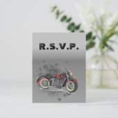 Rustieke grunge Motorfiets Biker Wedding RSVP Uitnodiging Briefkaart (Staand voorkant)