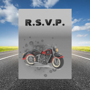 Rustieke grunge Motorfiets Biker Wedding RSVP Uitnodiging Briefkaart