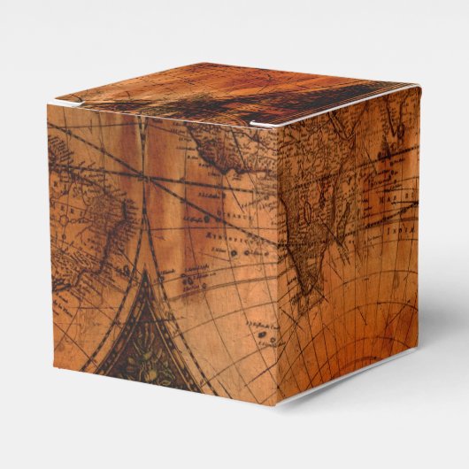 Rustieke Grunge  Oude Wereldkaart V Bedankdoosjes (Voorkant Zijde)