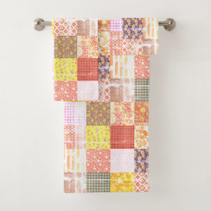 Rustieke Grunge Patchwork Quilt Pattern Bad Handdoek