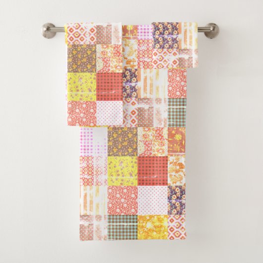 Rustieke  Grunge Patchwork Quilt Pattern Bad Handdoek (Insitu)