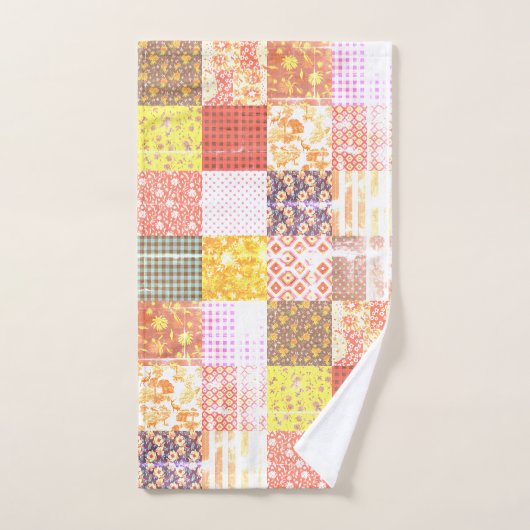 Rustieke  Grunge Patchwork Quilt Pattern Bad Handdoek (Handdoek)