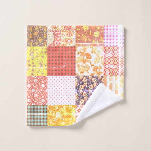 Rustieke  Grunge Patchwork Quilt Pattern Bad Handdoek (Wasdoekje)
