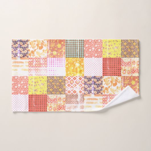 Rustieke  Grunge Patchwork Quilt Pattern Bad Handdoek (Handdoek)