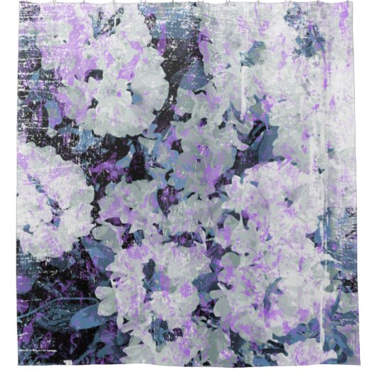 *~* Rustieke Grunge Rhododendron Bloemen Witte Blu Douchegordijn (Voorkant)