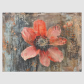 Rustieke Grunge Rood Poppy Abstract Bloemen Decoup Tissuepapier (Voorkant)